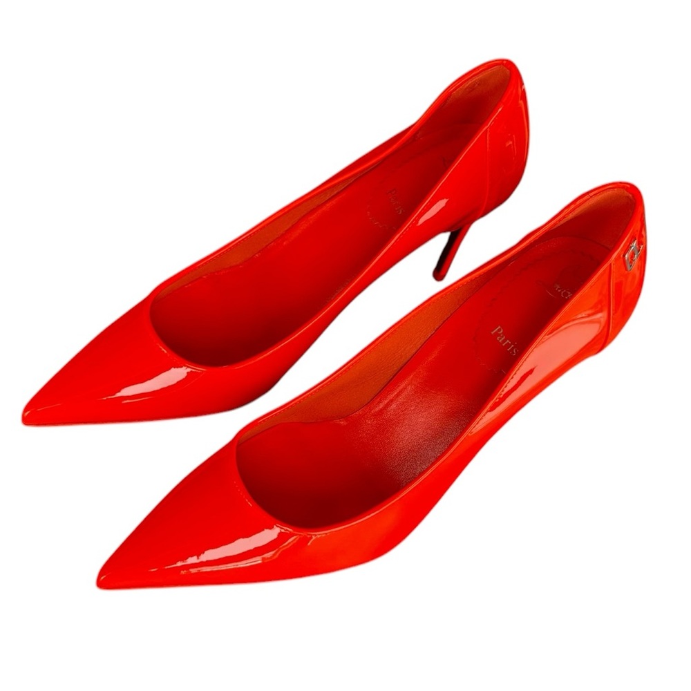 Neon orange Christian Louboutin Sporty Kate 85 (low heel) - Picture 5 of 13